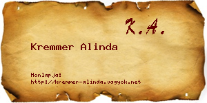 Kremmer Alinda névjegykártya